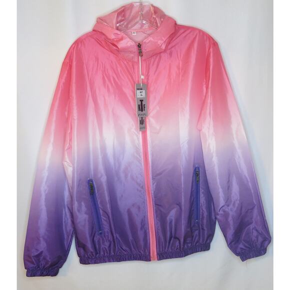 Rain Jacket Windbreaker *NWT* Pouch Lightweight Travel Size XL Women Ombre Pink - Picture 1 of 10